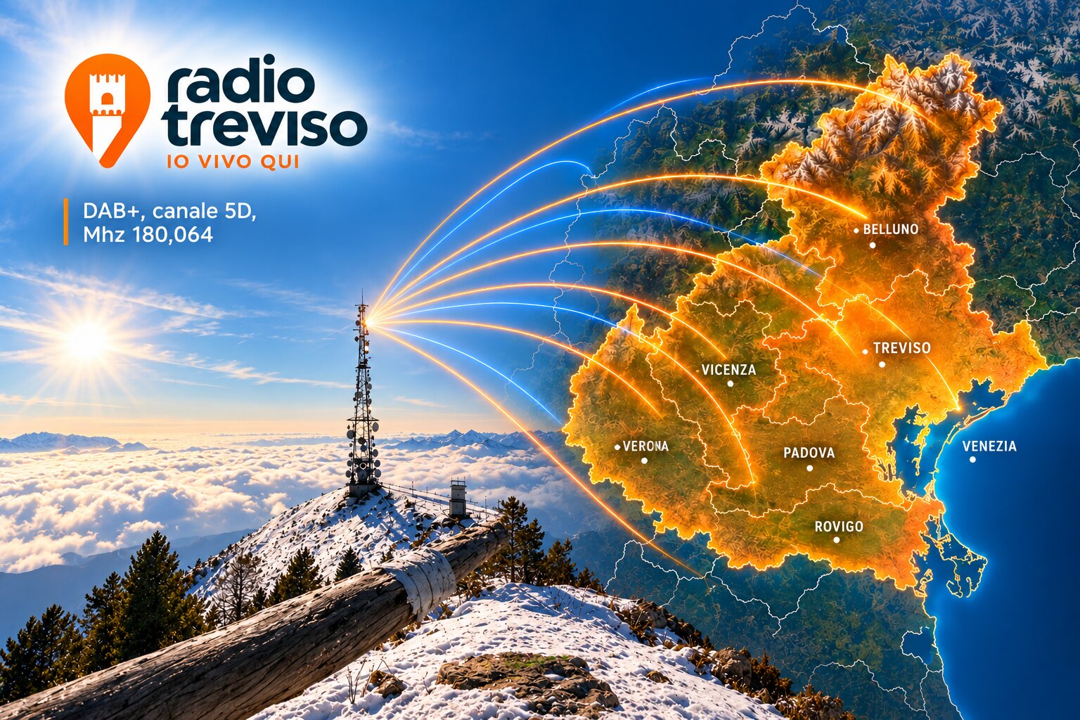 Copertura DAB+ di Radio Treviso dal Col Visentin Copertura DAB+ di Radio Treviso dal Col Visentin